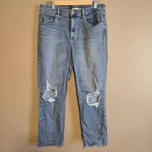 Levi's Light Blue Straight Leg Distressed Jeans